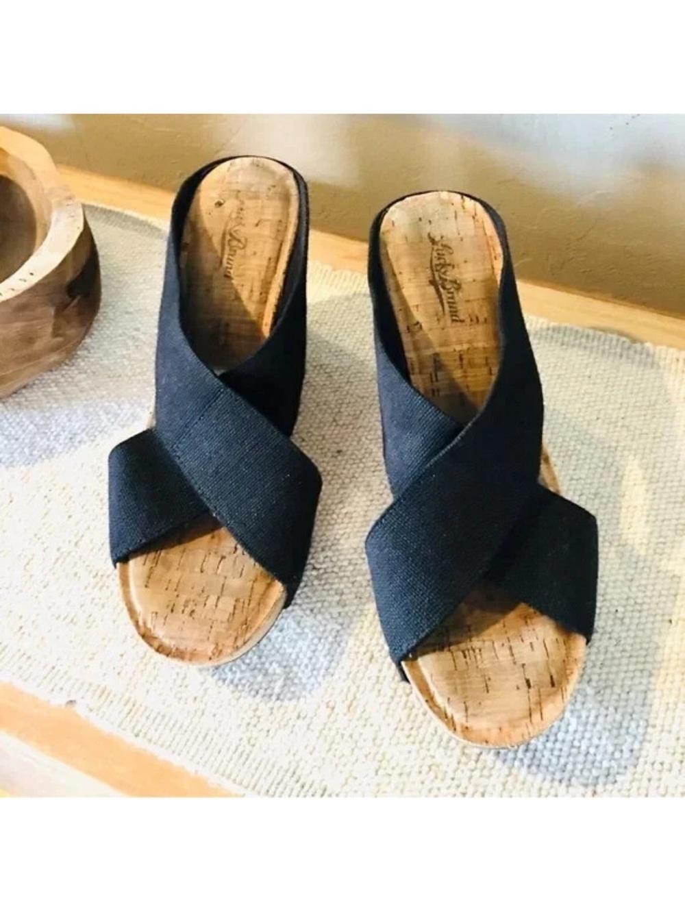 Lucky brand miller 2 cork wedge sandals size 6.5